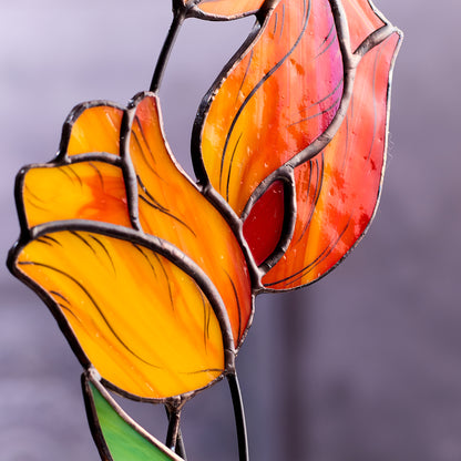 Tulip Flower Stained Glass Tabletop