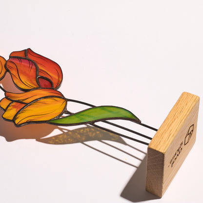 Tulip Flower Stained Glass Tabletop
