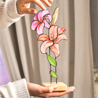 Lily Flower Stained Glass Tabletop