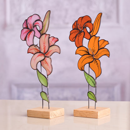 Lily Flower Stained Glass Tabletop
