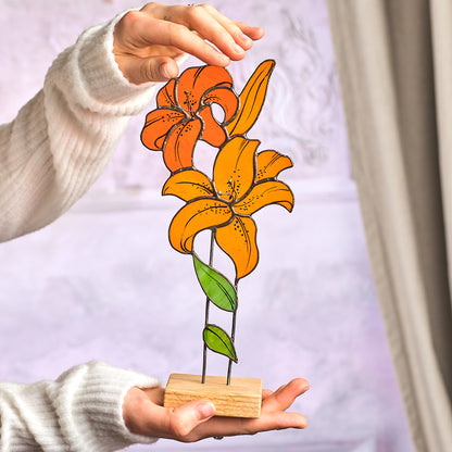 Lily Flower Stained Glass Tabletop