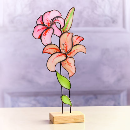 Lily Flower Stained Glass Tabletop