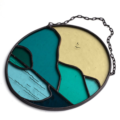 Emerald Horizons Lake Amidst Mountain Scenery Suncatcher