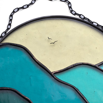 Emerald Horizons Lake Amidst Mountain Scenery Suncatcher