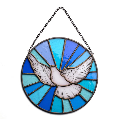 White Dove Holy Spirit Stained Glass Suncatcher