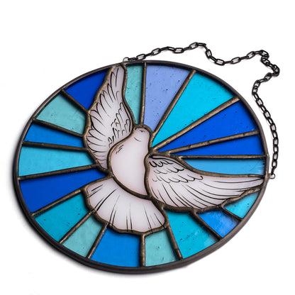 White Dove Holy Spirit Stained Glass Suncatcher