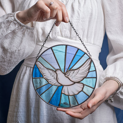 White Dove Holy Spirit Stained Glass Suncatcher