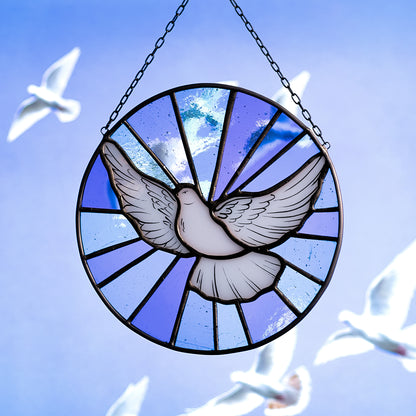 White Dove Holy Spirit Stained Glass Suncatcher