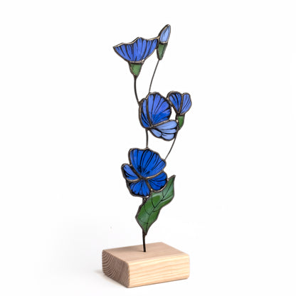 Blue Chicory Flower Stained Glass Tabletop