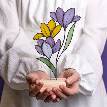 Crocus Flower Stained Glass Tabletop