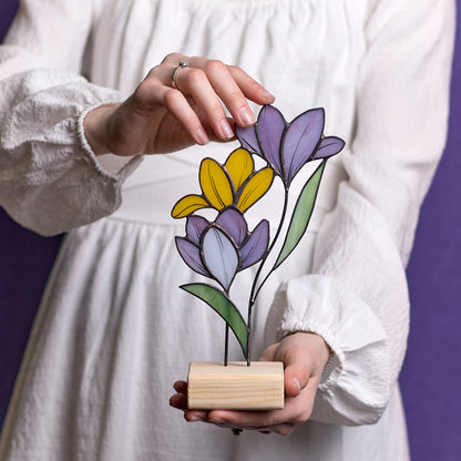 Crocus Flower Stained Glass Tabletop