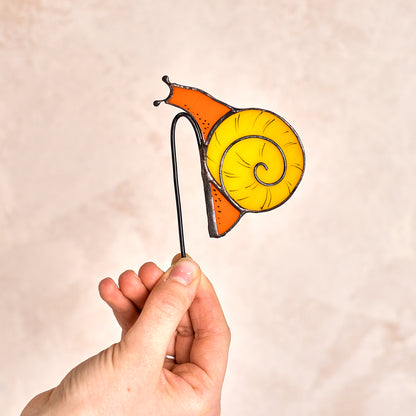 Curios Snail Stained Glass Plant Pot Decoration