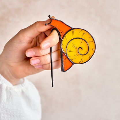 Curios Snail Stained Glass Plant Pot Decoration