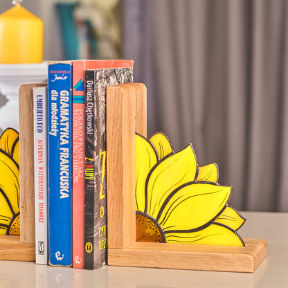 Sunflower Stained Glass Bookends
