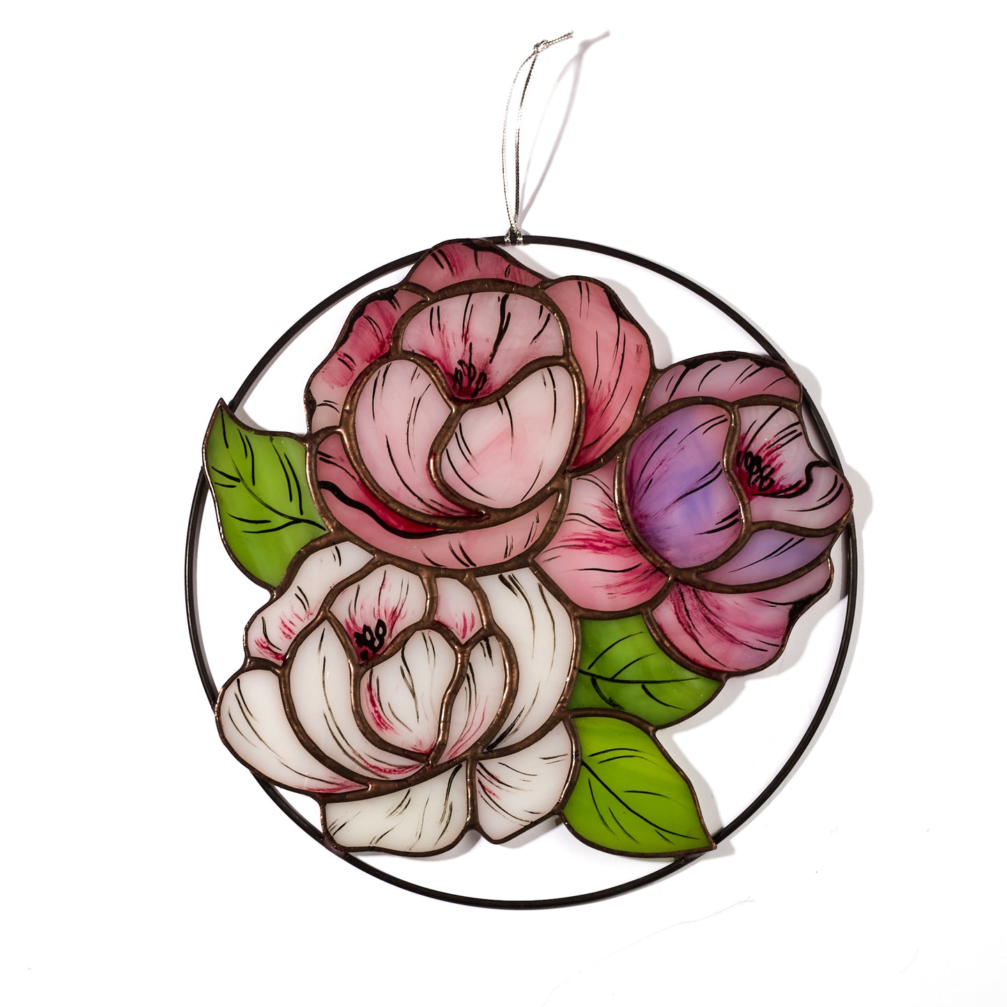 Peonies Flower Stained Glass Suncatcher