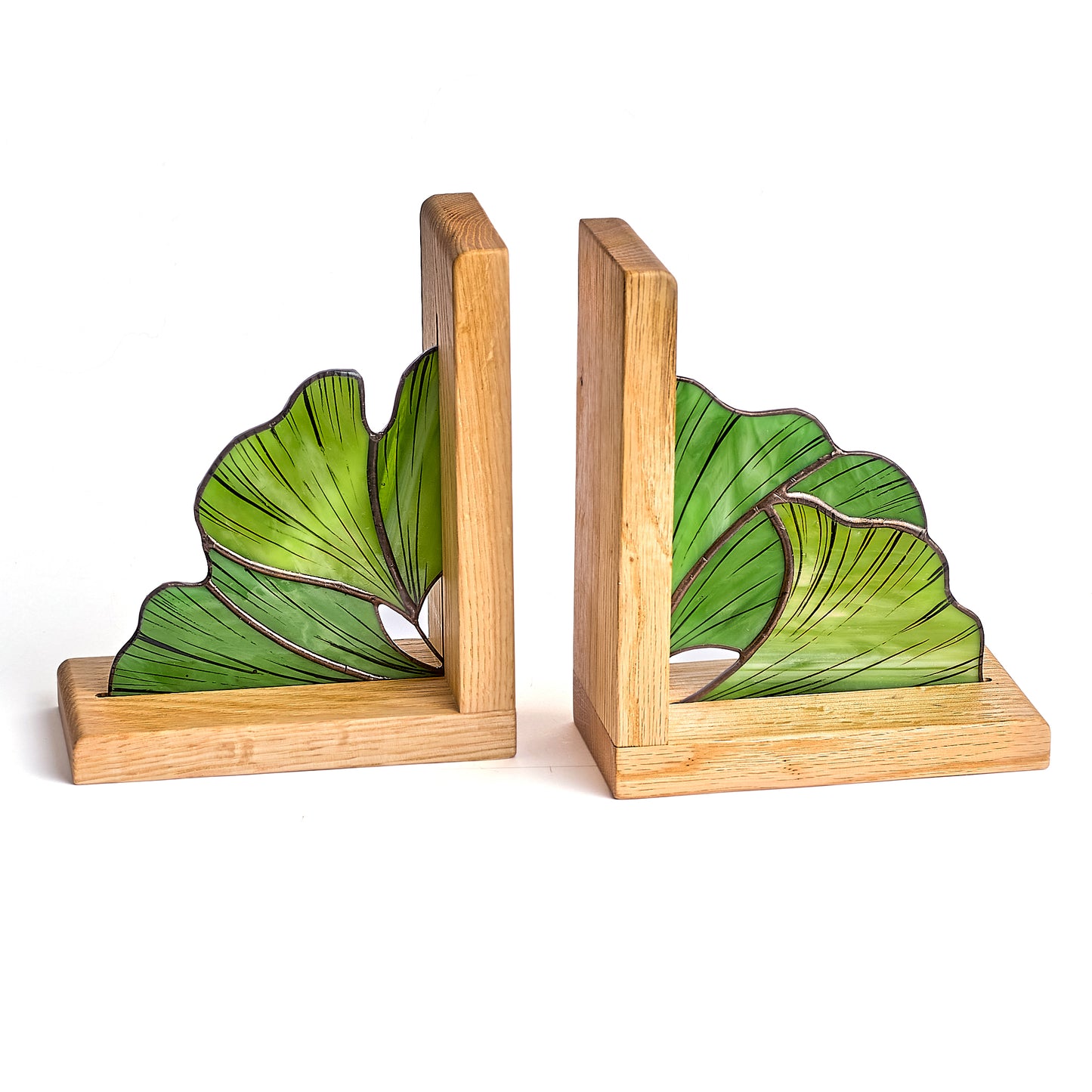 Ginkgo Leaf Stained Glass Bookends