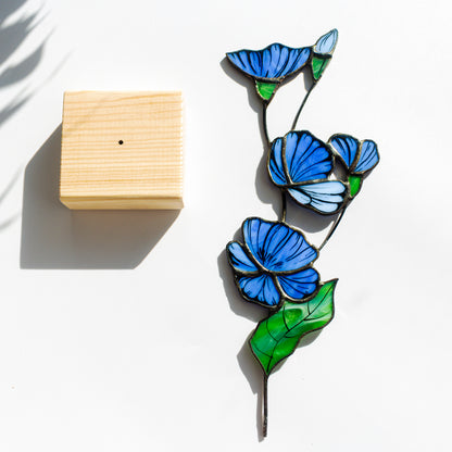 Blue Chicory Flower Stained Glass Tabletop