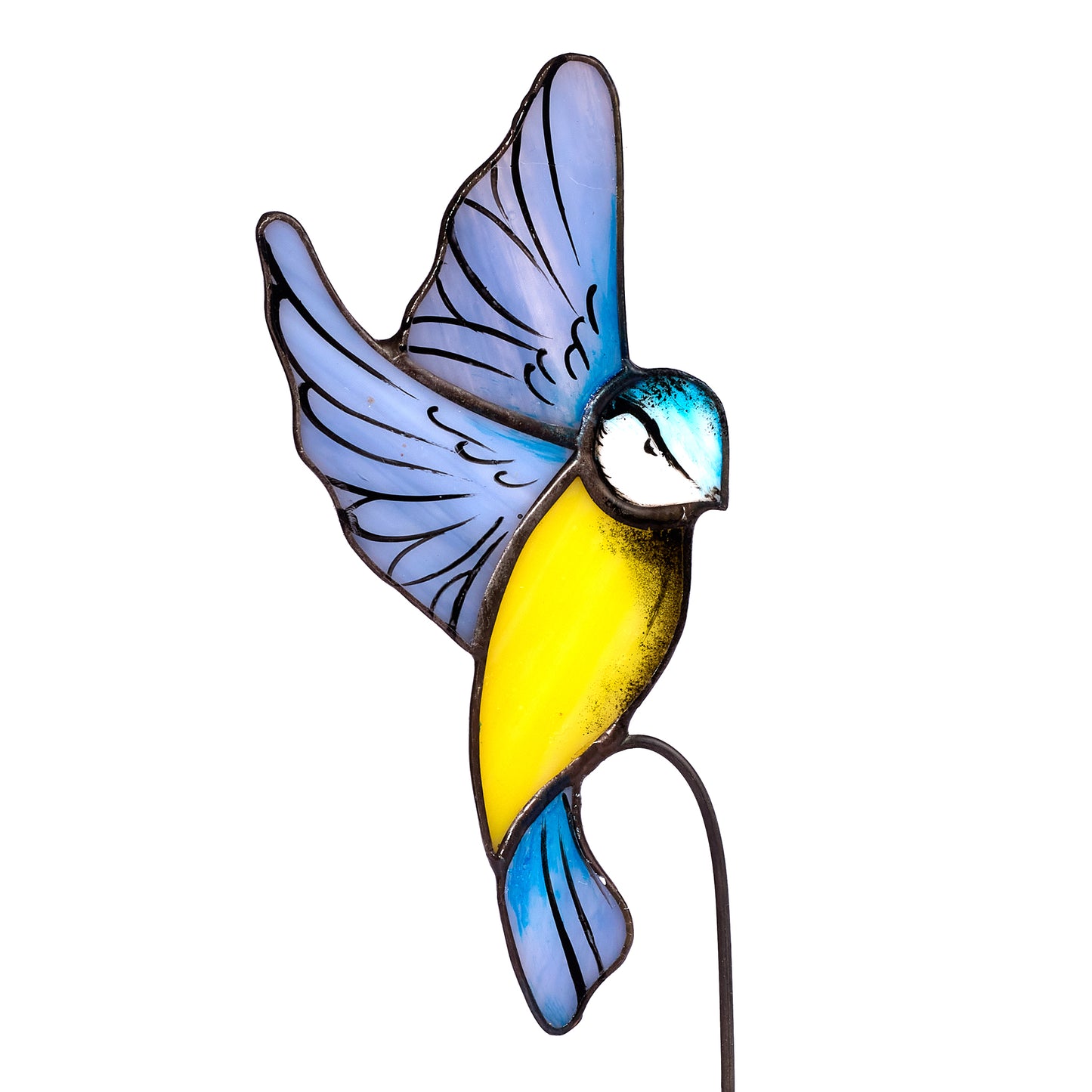 Blue Tit Bird Stained Glass Plant Pot Hugger