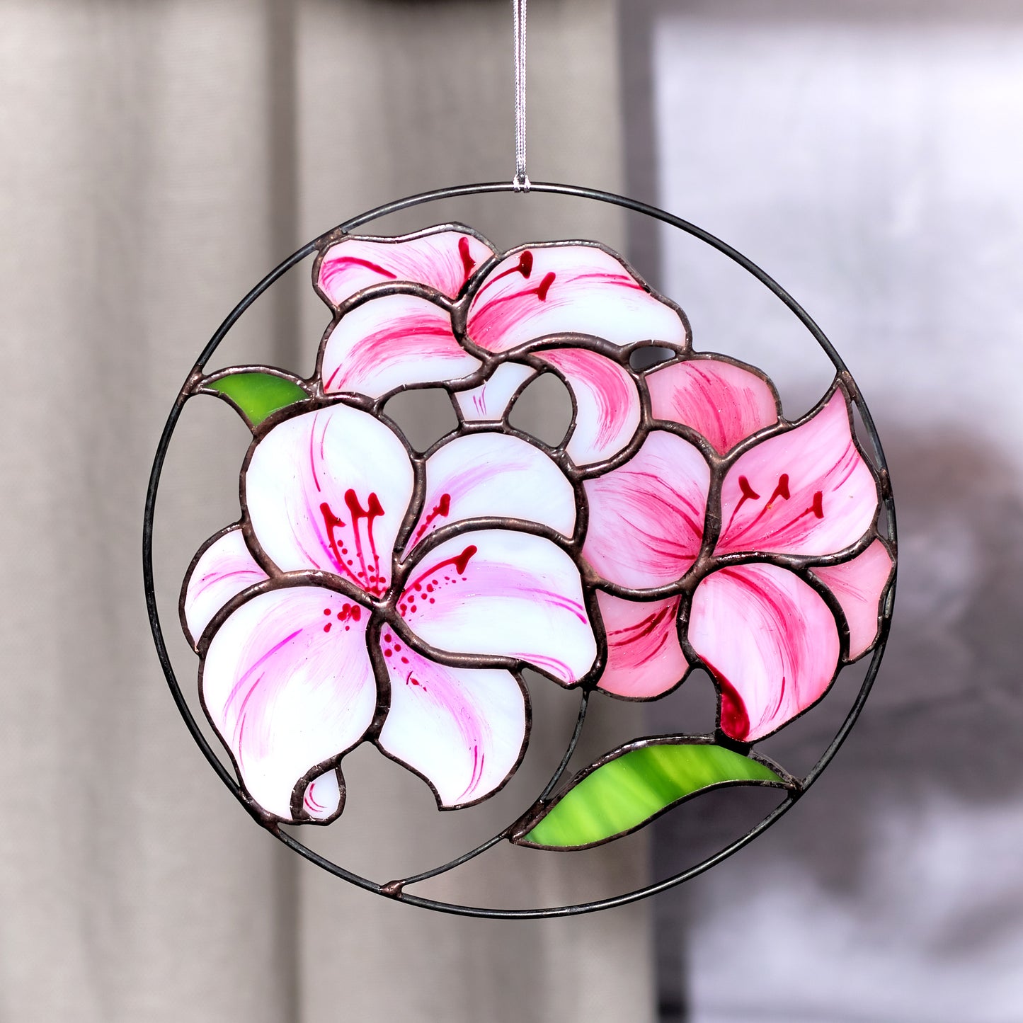 Lily Flower Stained Glass Suncatcher