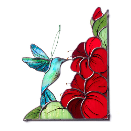 Hummingbird Stained Glass Window Corner