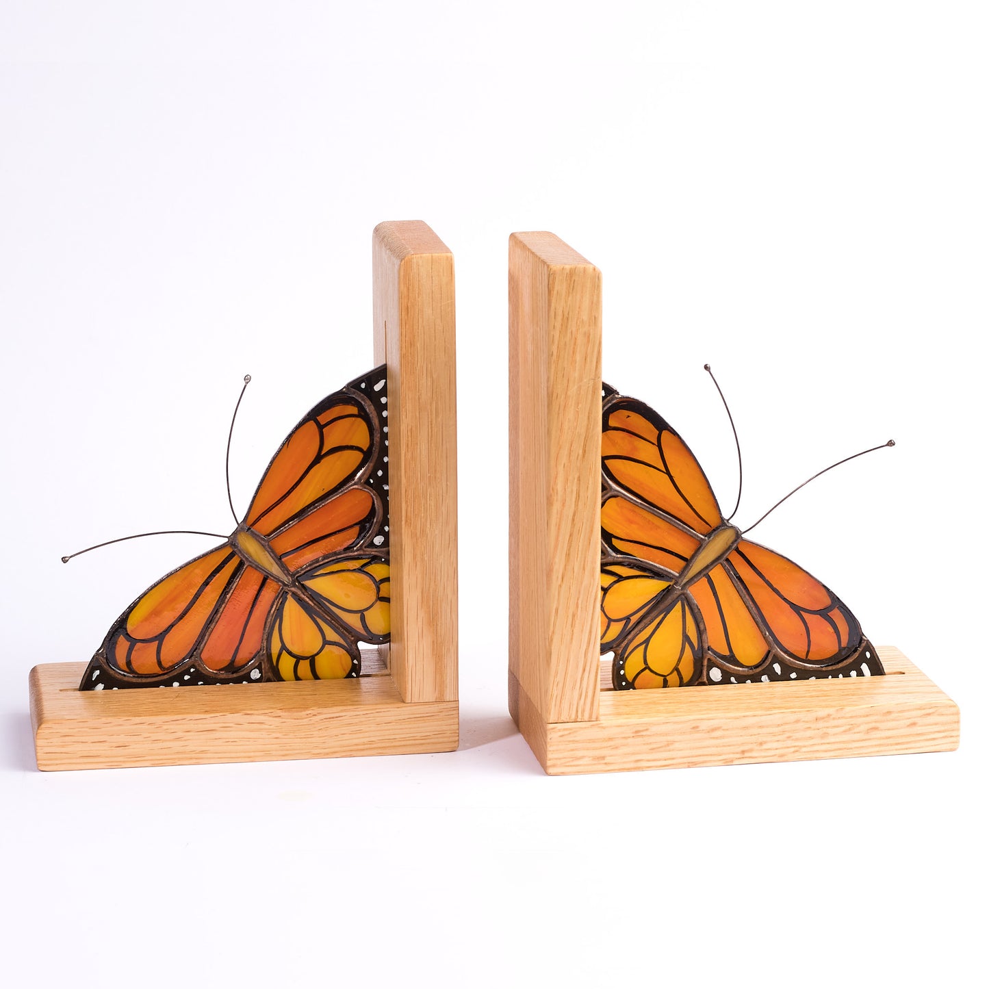 Monarch butterfly Stained Glass Bookends Library Book shelf Decor