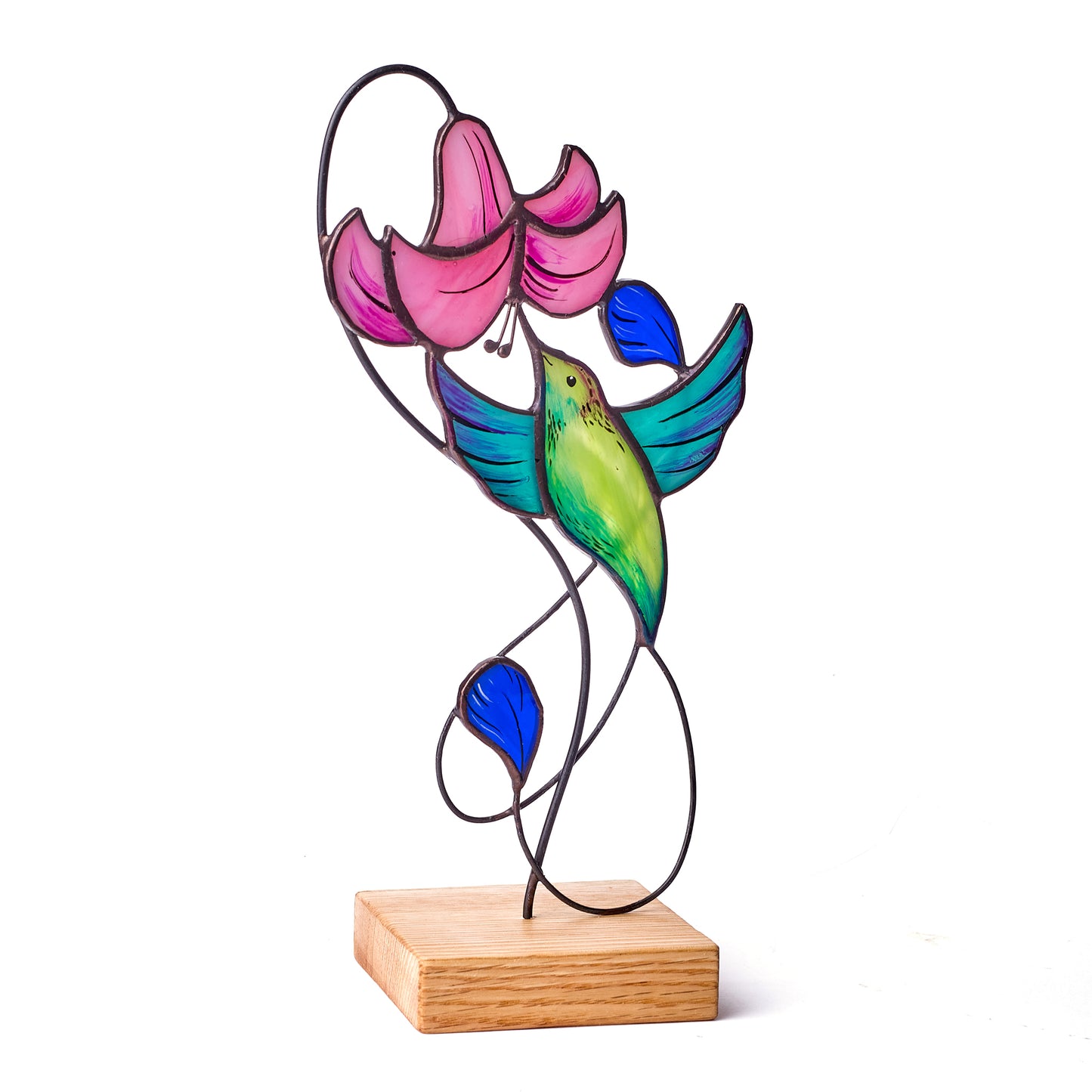 Hummingbird and Lily Stained Glass Tabletop