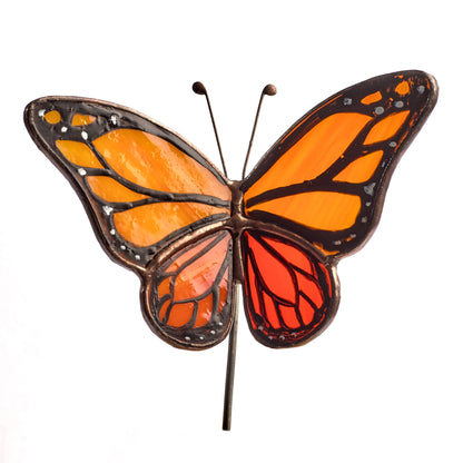 Monarch Butterfly Stained Glass Plant Pot Decoration