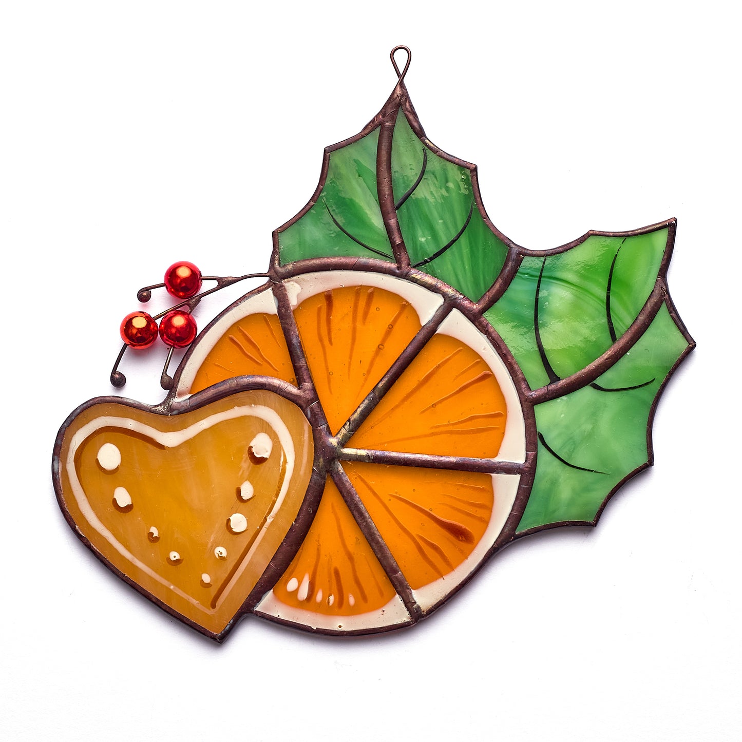 Orange Slice Stained Glass Suncatcher