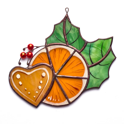 Orange Slice Stained Glass Suncatcher