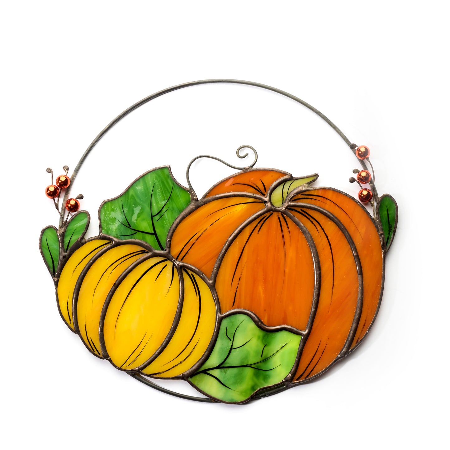 Thanksgiving Pumpkin Stained Glass Suncatcher