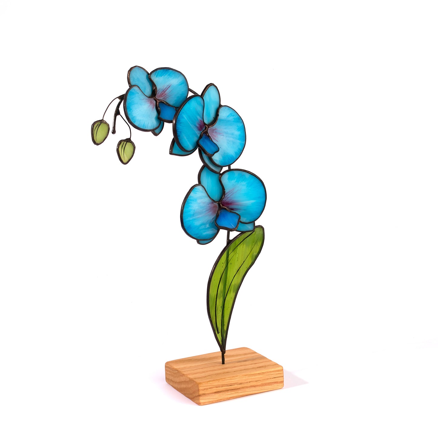 Blue Orchid Flower Stained Glass Tabletop