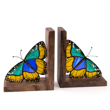 Euphaedra Butterfly Stained Glass Bookends