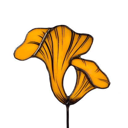 Chanterelle Mushroom Stained Glass Plant Pot Stake