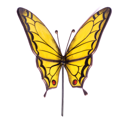 Yellow Butterfly Stained Glass Plant Pot Hugger