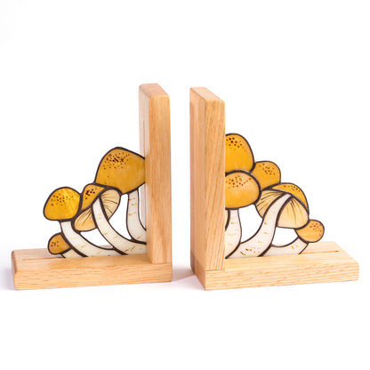 Mushrooms Stained Glass Bookends
