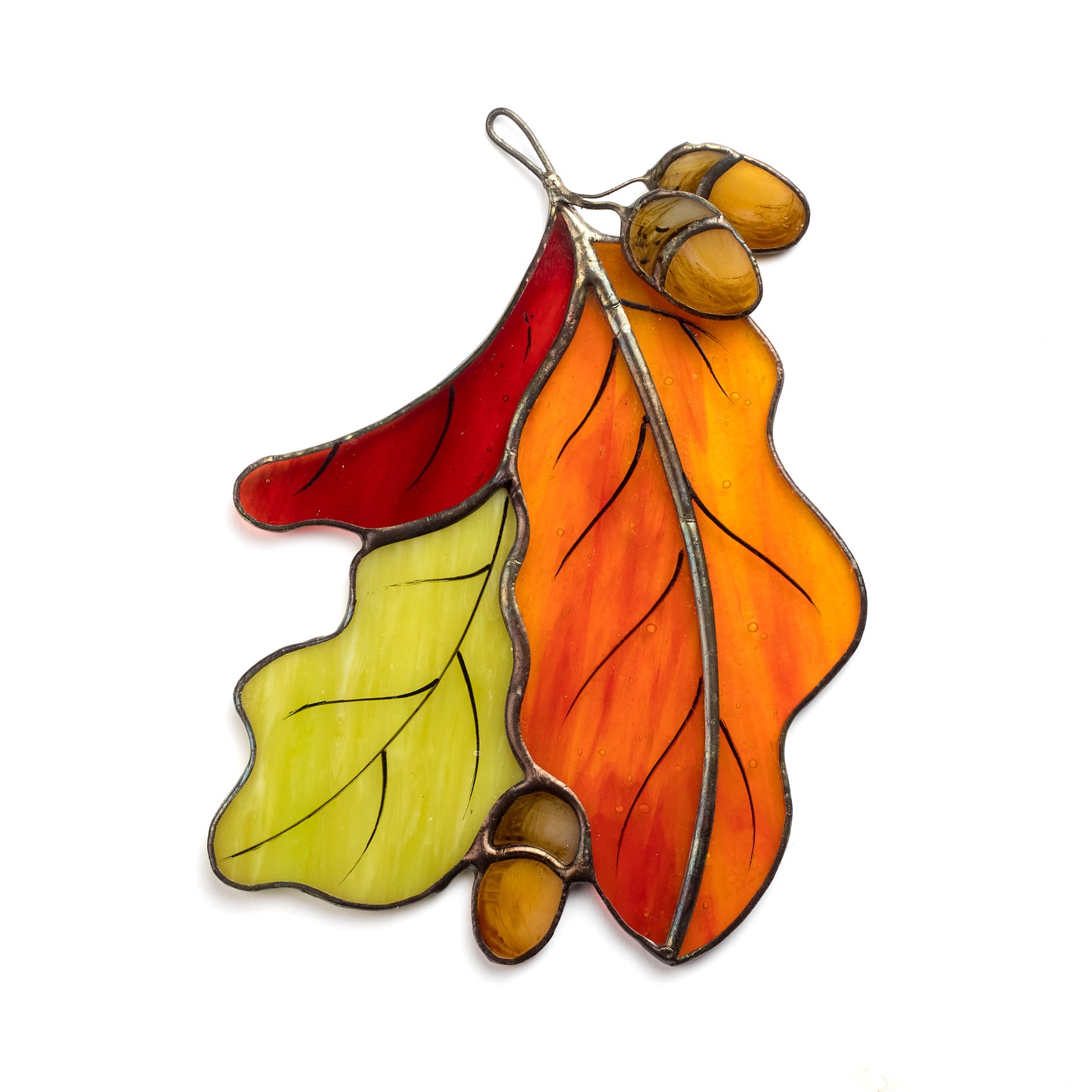 Fall Oak Leaf Stained Glass Suncatcher