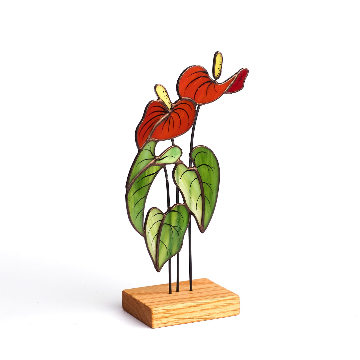 Anthurium Flower Stained Glass Tabletop