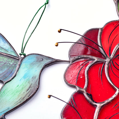 Hummingbird Stained Glass Window Corner
