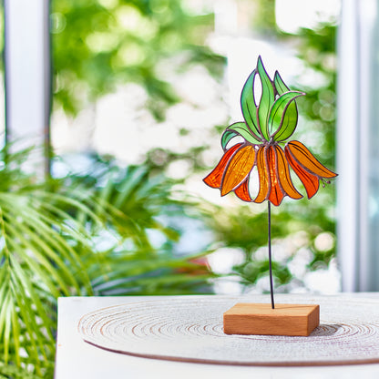 Grouse Flower Stained Glass Tabletop