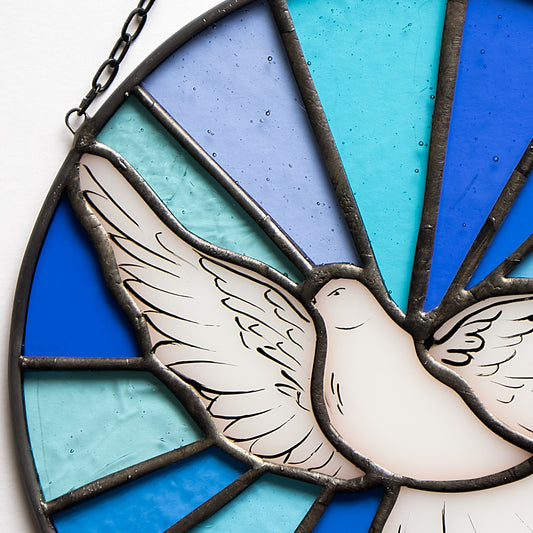 White Dove Stained Glass Holy Spirit symbol