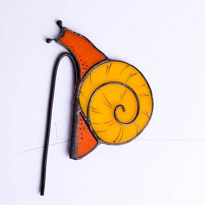 Curios Snail Stained Glass Plant Pot Decoration