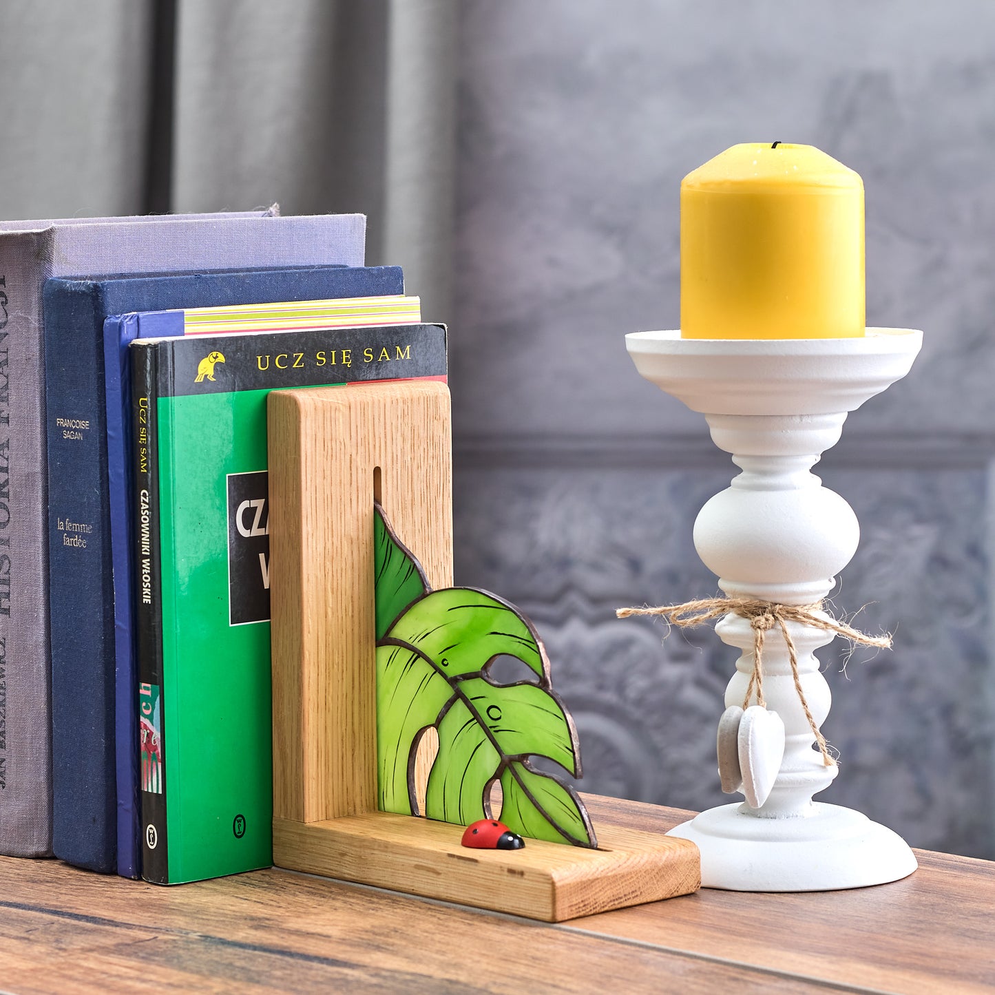 Monstera Plant Stained Glass Bookend