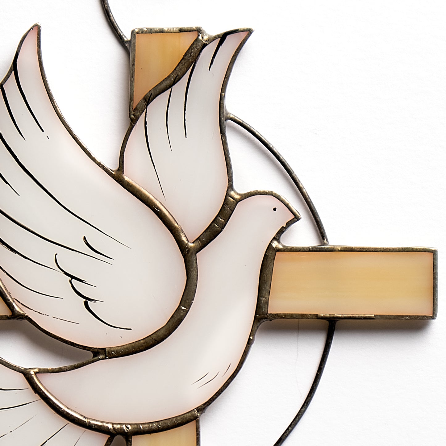 Stained Glass Cross White Dove