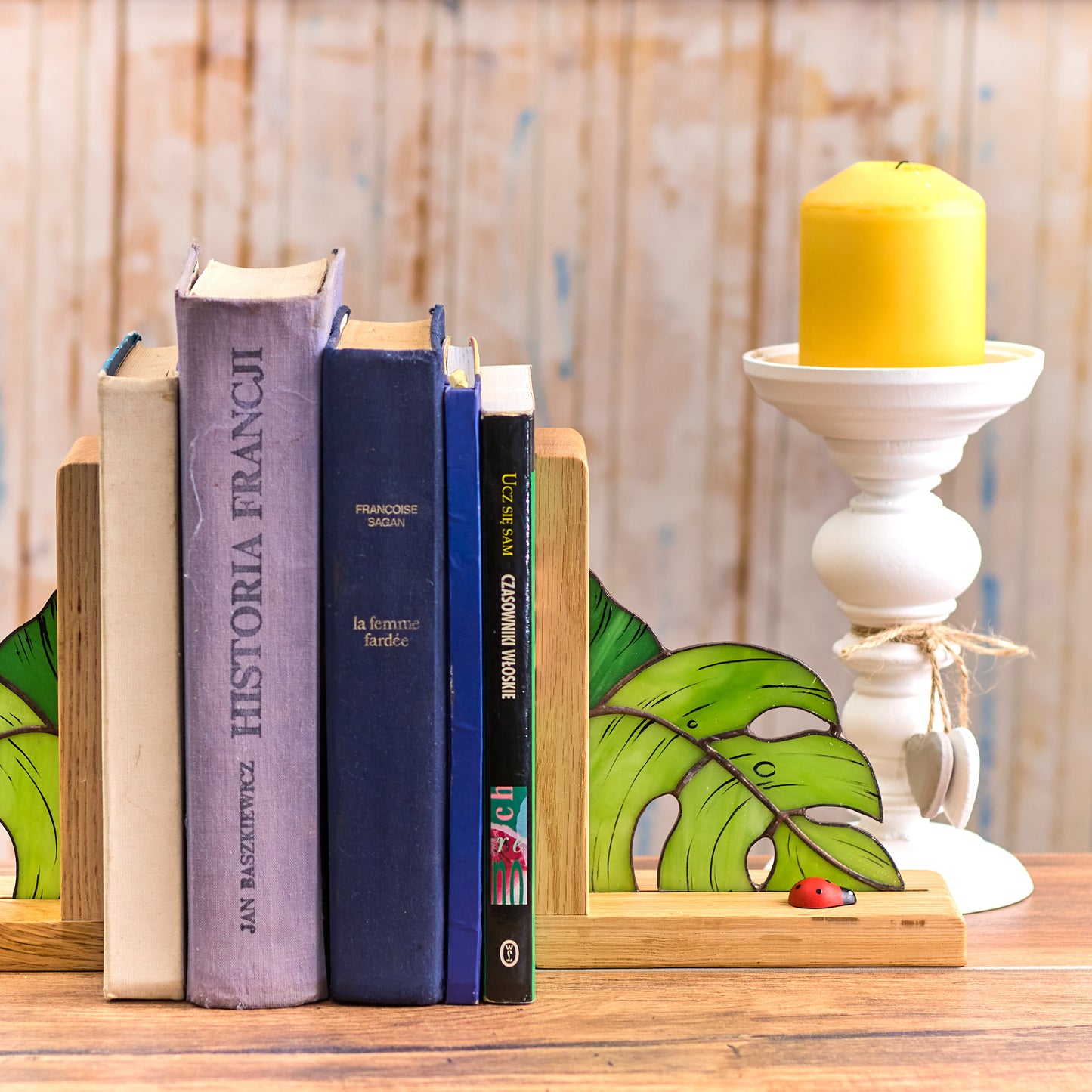 Monstera Plant Stained Glass Bookend