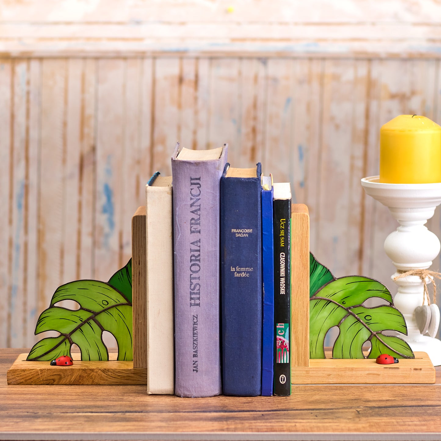 Monstera Plant Stained Glass Bookend