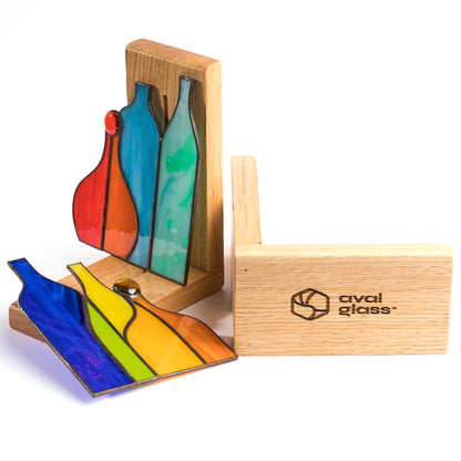 Colorful Glass Bottles Stained Glass Bookends