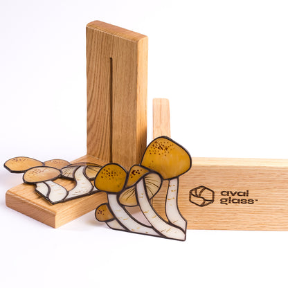 Mushrooms Stained Glass Bookends