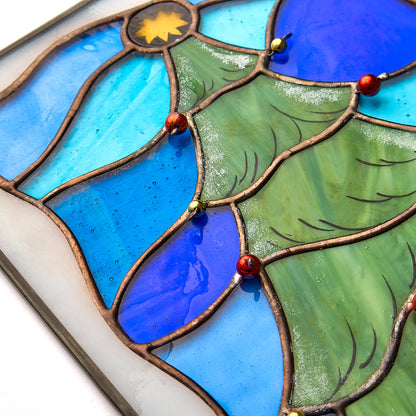 Christmas Tree Stained Glass Panel