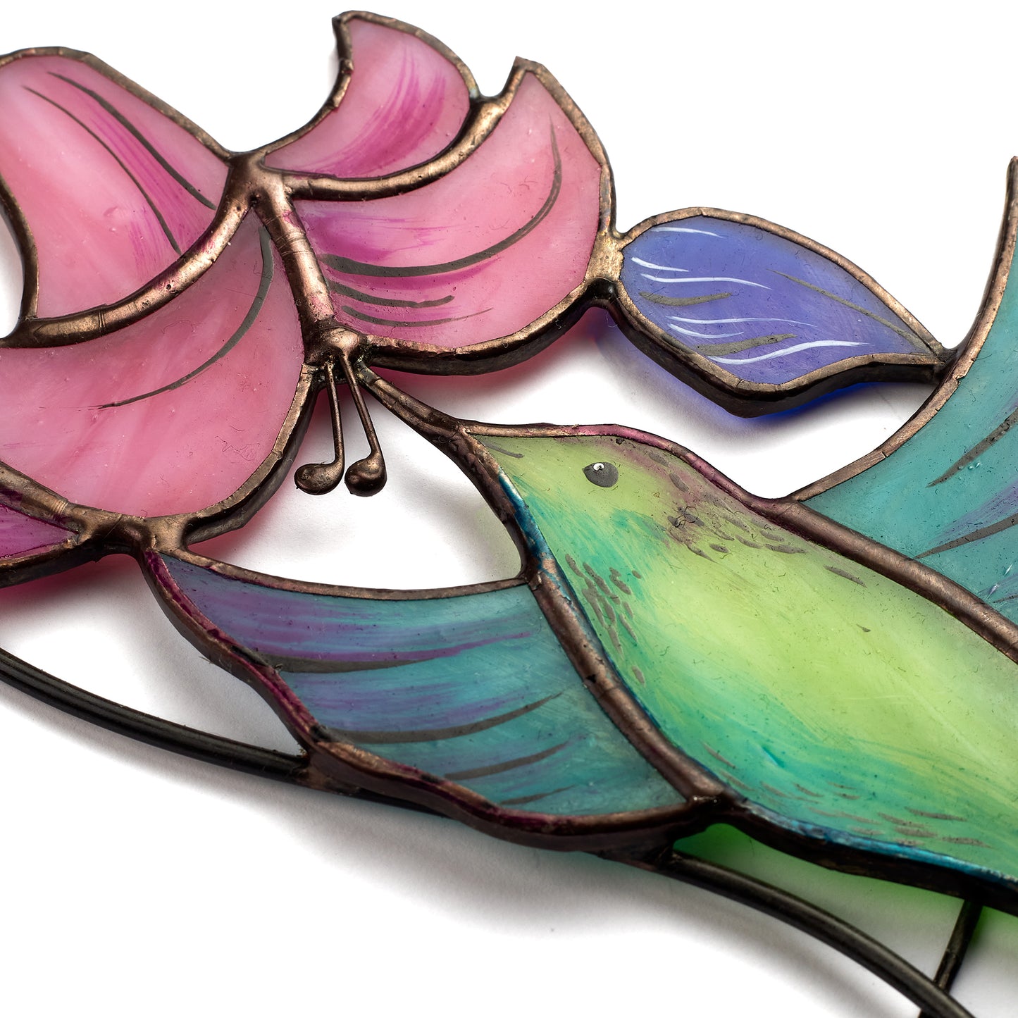 Hummingbird and Lily Stained Glass Tabletop