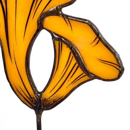 Chanterelle Mushroom Stained Glass Plant Pot Stake